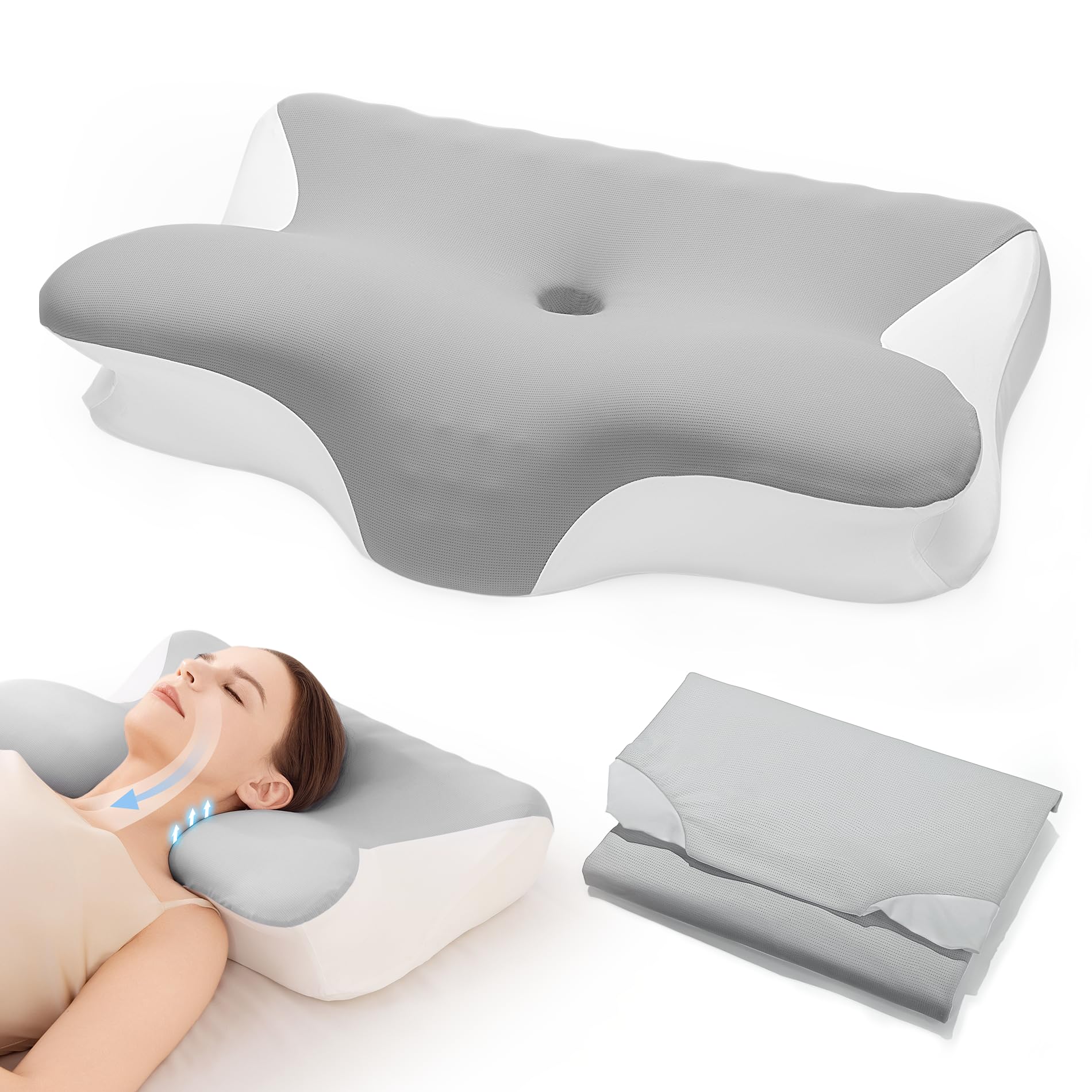 【カバー2枚入り】枕 が痛くならない まくら いびき防止 ストレートネック 低反発 高さ調整可【人間工学立体構造首元安定型通気性に優れ】肩こり くびこり解消 横寝枕 横向き寝 うつ伏せ寝 仰向け寝 快