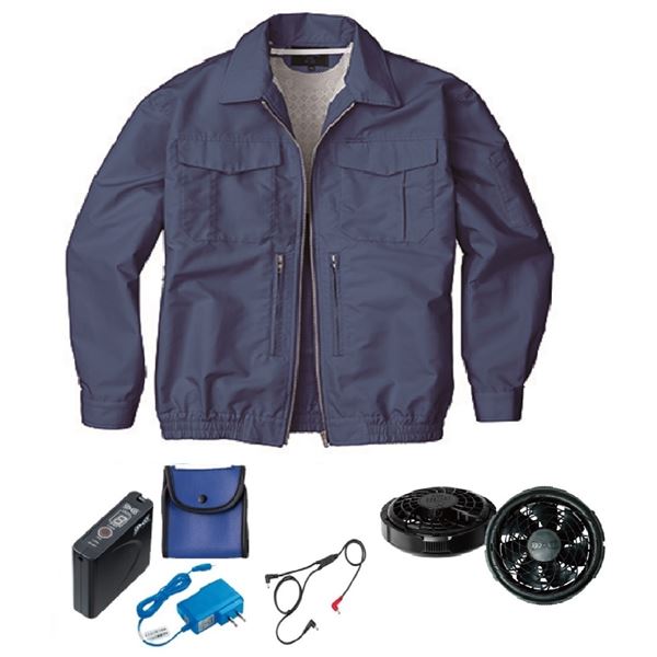 KU92130空調服 混紡 スペーサー一体 FAN2300B/長ケーブル/LISUPER1 紺 5L