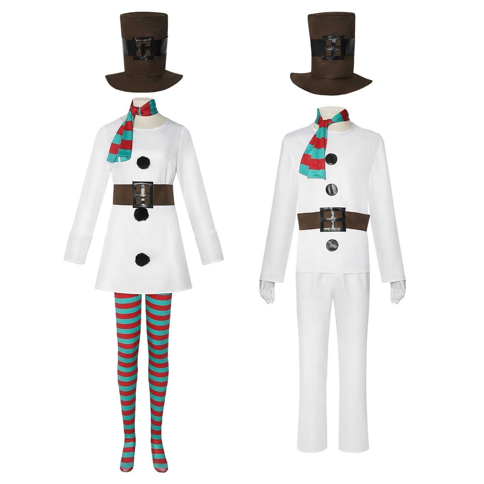 【最安値挑戦】白い雪だるまcos服クリスマス男女カップル服パーティーコスプレ衣装