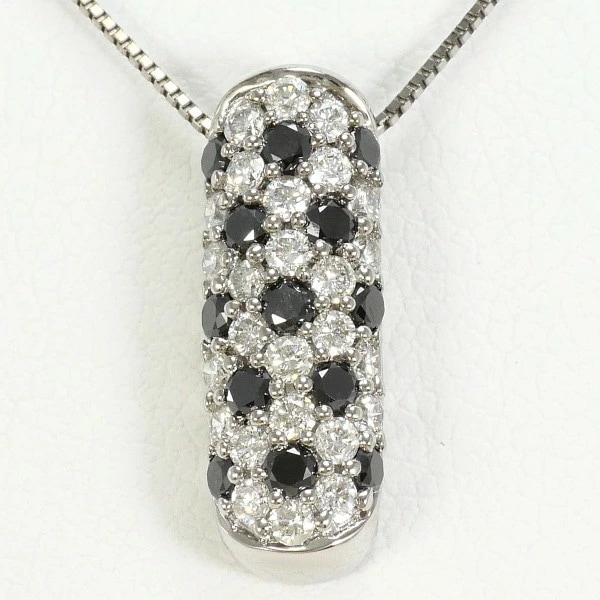 K18 18金 WG ネックレス ブラックダイヤ ダイヤ 計0.70 中古