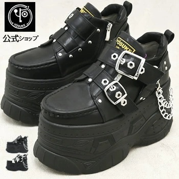 【公式SHOP特典キズ補修液付】【公式SHOP限定】 ヨースケ 厚底スニーカー レディース Wベルトデザイン 11cm 厚底フラット