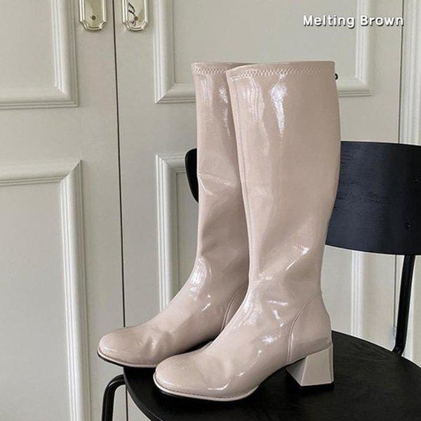 女性 デイリー ロングブーツ エナメルロングブーツ MT52