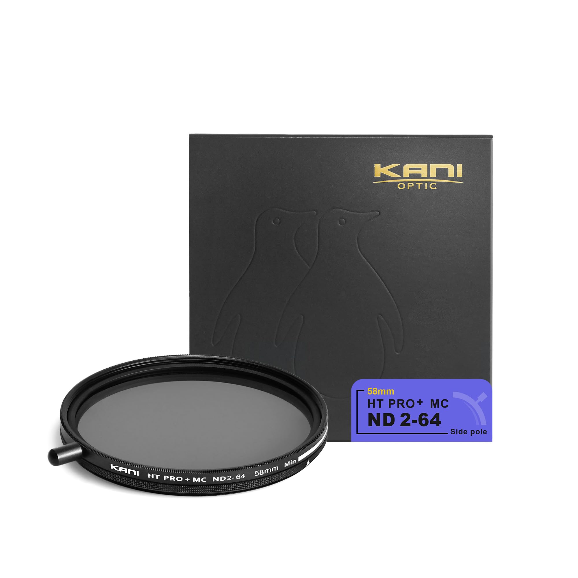 KANI 58mm 可変NDフィルター HT PRO+ MC ND2-64 減光効果最大6絞り分 着脱式調整用ノブ付 高濃度時X状ムラ抑制 低反射 撥水 撥油 防汚 ナノコーティング 809223