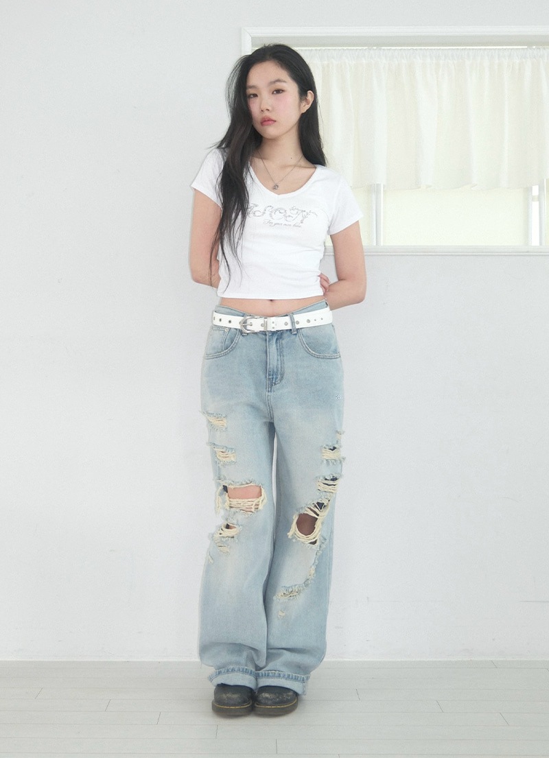 【AS"ON】 SKY DAMAGE PANTS 正規品