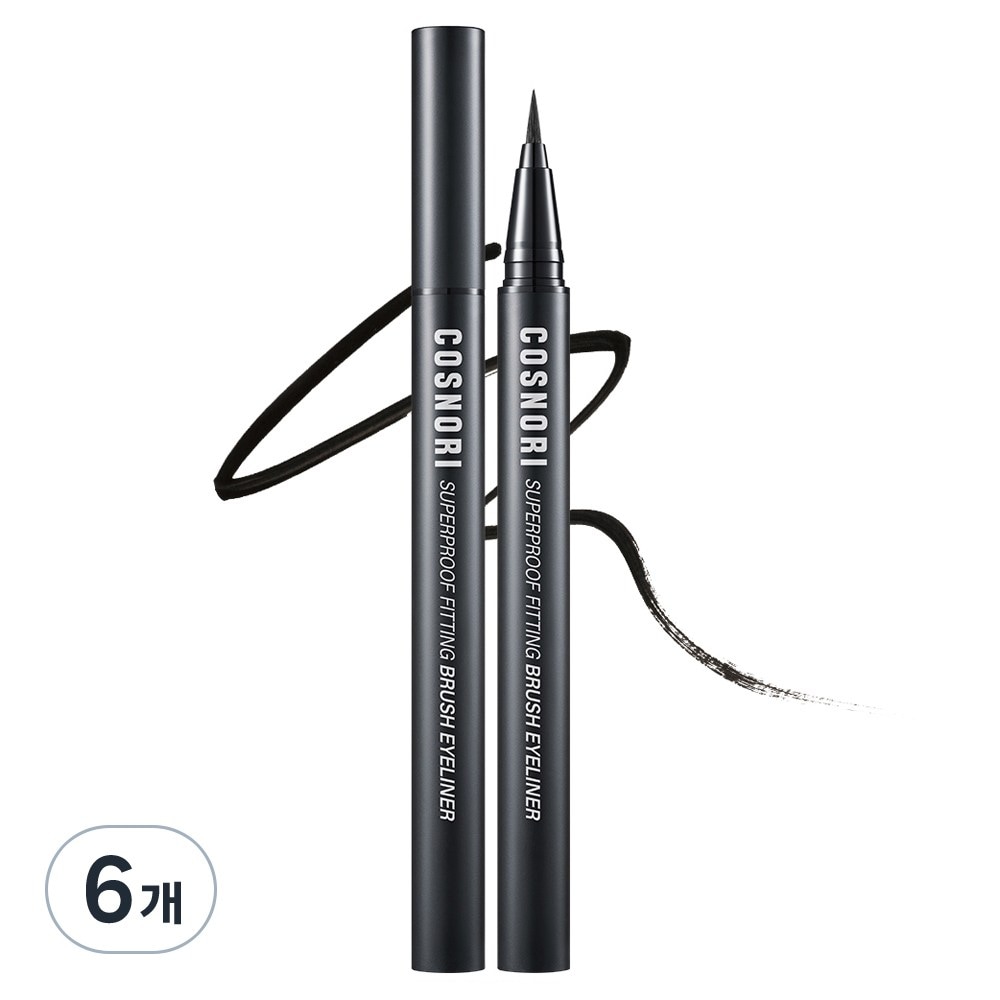 [ビーガンビューティー] コスノリ スーパープルーフ フィッティング ブラシ アイライナー 06g 01 ブラック 6個