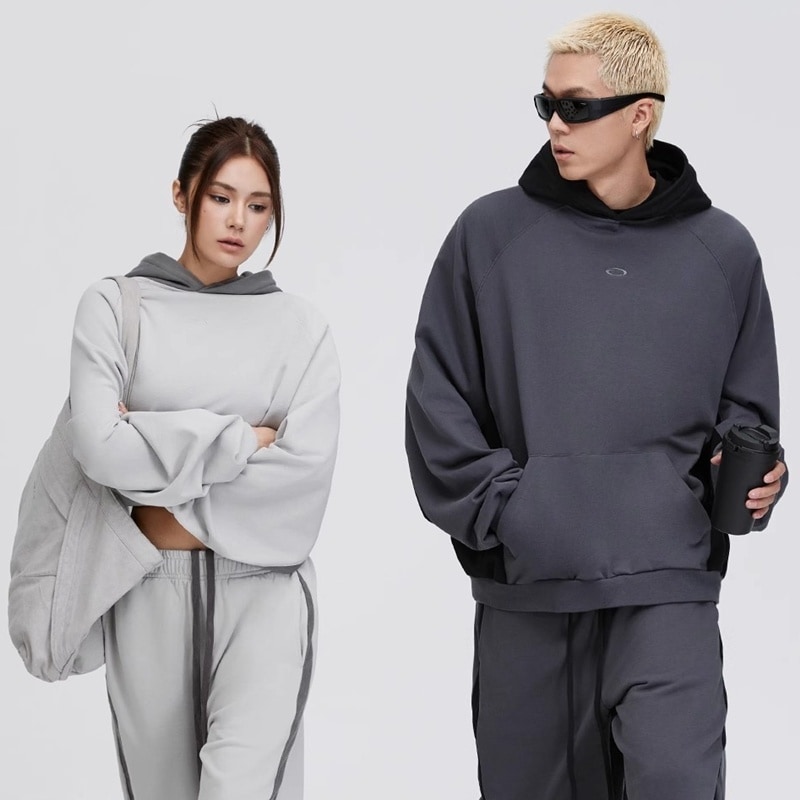 スウェット プルオーバー フード付き スポーツ カジュアル フィットネス ジム ユニセックス バイカラー メンズ ペア レディース トップス パーカー 長袖 ポケット シンプル カジュアル おしゃれ