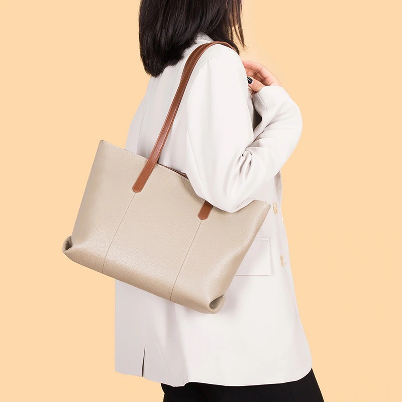 無地 トートバッグ シンプル 本革 大容量トートバッグ 通勤 手提げバッグ スマホポーチ かたかた掛け 牛革 高級感