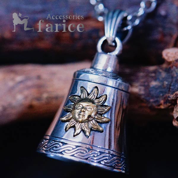 ベル 鈴 太陽 サン エンジェル 天使 シルバー925 ペンダント ネックレス