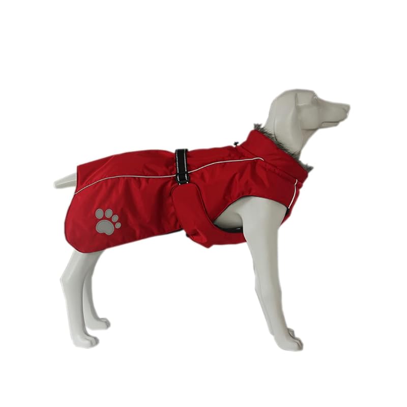 ASMPET 犬 服 冬 コート 中型犬 防寒着 犬服 ダウン 秋冬 暖かい 犬 ベスト 綿服コート フリース 防風 防雪 犬 服 ダウンコート 着せやすい 愛犬のお散歩 犬 ダウン 冬 防水 レッド