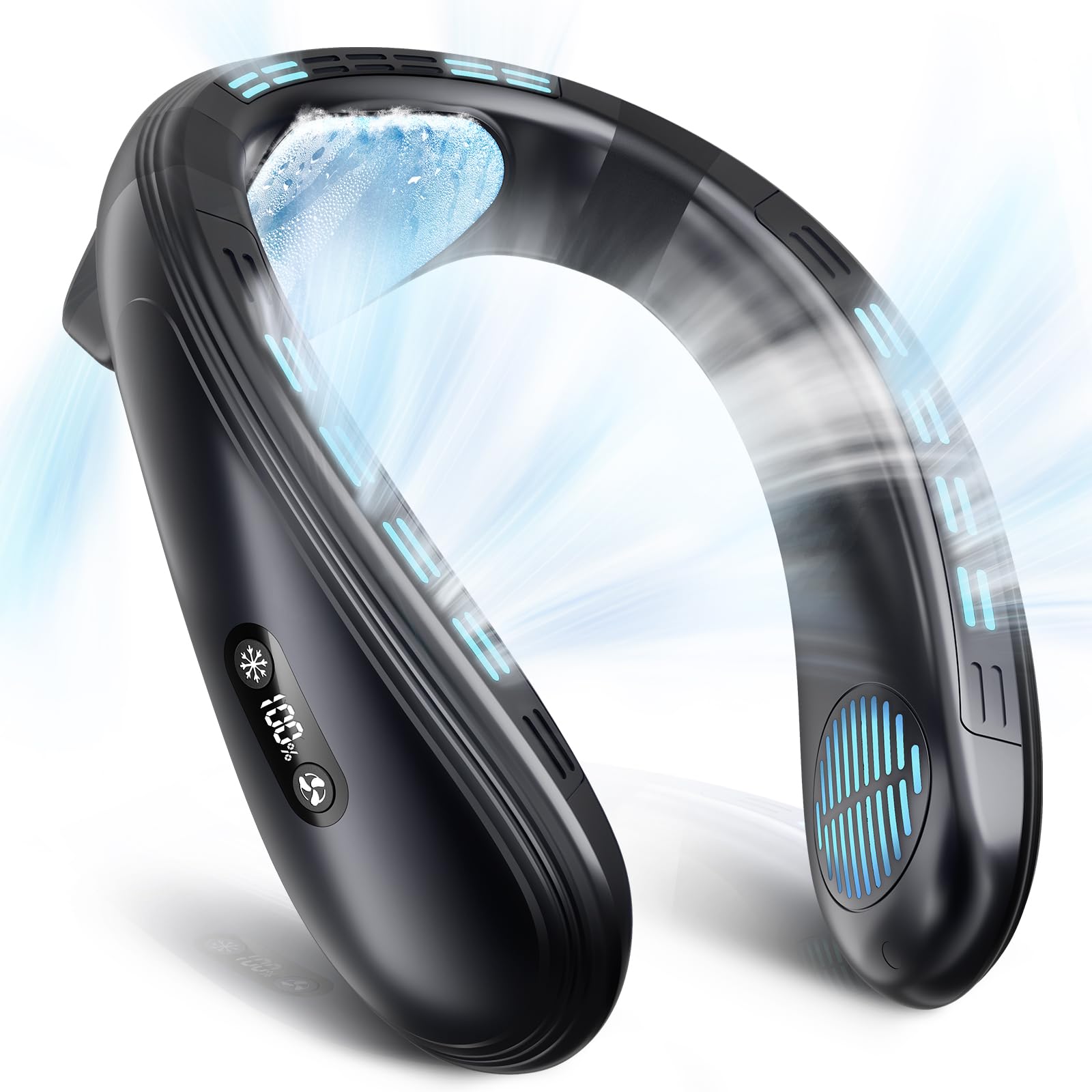 首掛け扇風機 ネッククーラー 瞬間冷却【2025夏モデル ネックファン 冷感 MAX-20℃】3段階風量＆冷感調節 ハンディクーラー おしゃれ 上下方向送風 羽根なし 冷感首掛けファン 角度調節可能