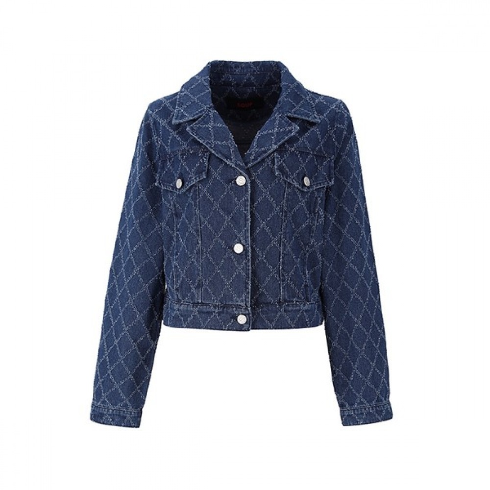 （フォレスト）ダイヤモンドステッチセミクロップドデニムジャケット（SZ3DJ30）