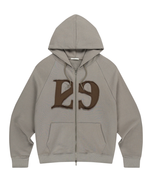 【ILLIGO】 129 Logo Patch Hoodie Zip-Up Light Beige 正規品