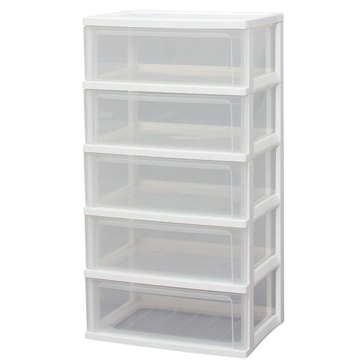 チェスト ワイド 5段 幅54×奥行40×高さ102cm ホワイト/クリア W-545