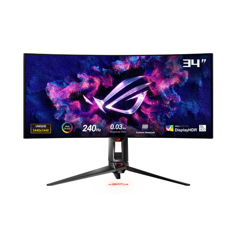 ASUS エイスース　ゲーミング液晶ディスプレイ PG34WCDM ROG Swift OLED ［34型 /有機EL QHD(3440×1440) /ワイド /曲面型］