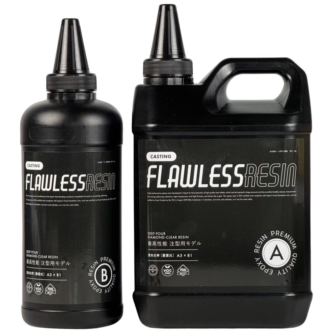 フローレスレジン 注型用 高性能エポキシ樹脂 4kg 遅延硬化タイプ 2液性レジン液 レジンテーブル リバーテーブル 各種大型立体作品用 12,025円