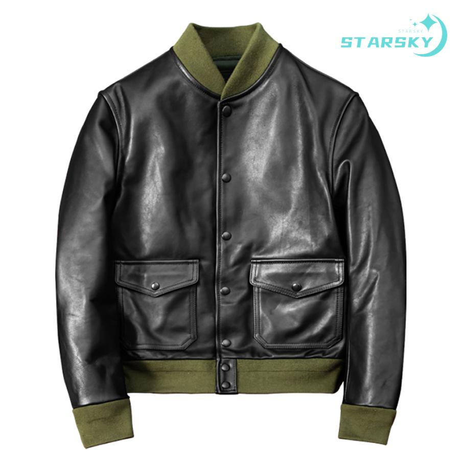 レザージャケット 本革 メンズ 馬革 バイクジャケット フライトジャケット ジャンバー 革ジャン ライダースジャケット ウター バイク　ブルゾン