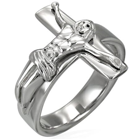 セイントロザリオステンレスリング（VRD044）指輪 24号 クロス 十字架 キリスト 磔 立体 3D サージカルステンレス316L 男性 女性 プレゼント アクセサリー r1048xxxxxxxx