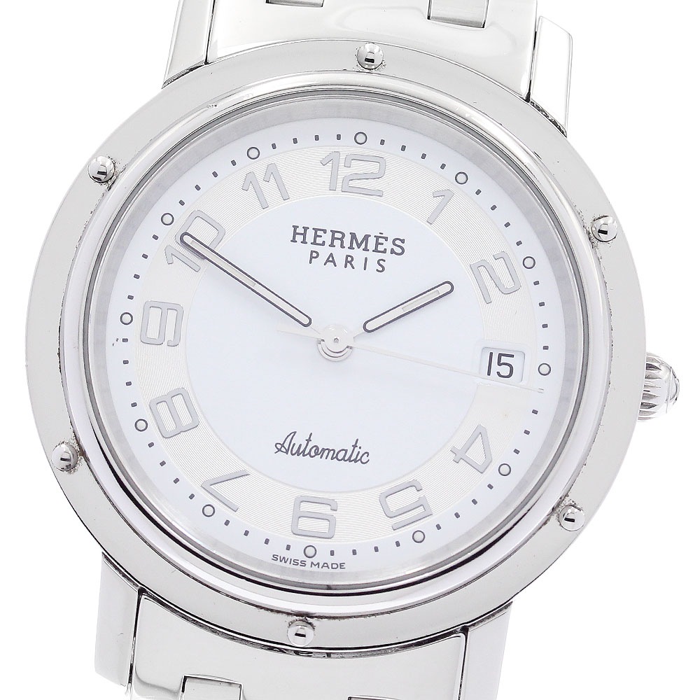 エルメス HERMES CL1.810 クリッパー デイト 自動巻き メンズ 良品 保証書付き_885062【中古】 112,150円