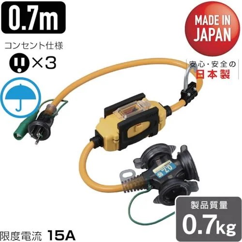 【メーカー直送品】ハタヤ BFX延長コード 3口コンセントタイプ ブレーカー付 BFX-013KC