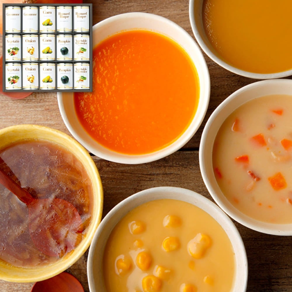 ホテルニューオータニ スープ缶詰セット AOR-80 出産 お祝い 結婚 内祝い お返し 御礼 香典返し お供え 志 詰め合わせ ギフトセット ご挨拶 快気祝い お返し 法事 お歳暮