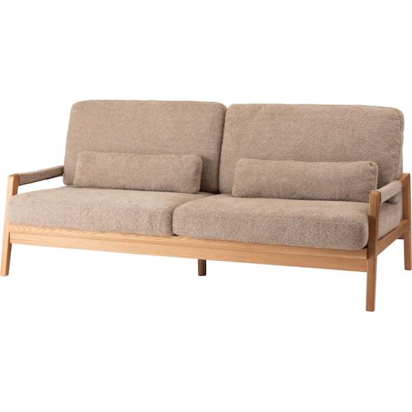 オークとブークレ生地とフェザーのシンプルモダンな3人掛ソファ 2シーター クッション付き form モダン 北欧 リビング ソファ 3人掛