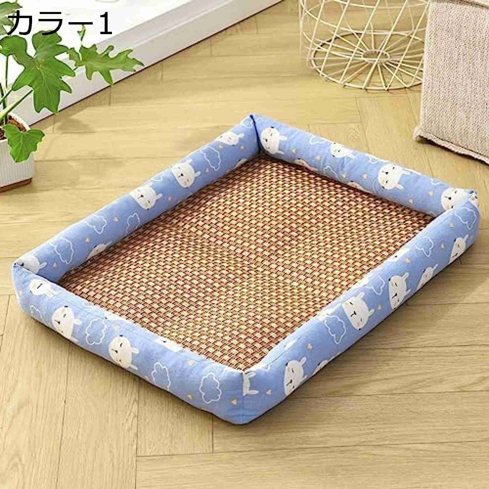 犬 ベッド 冷感クッション スクエアベッド ペット用 犬 猫 小/中型猫犬 マット 通気 中型犬 四季通用 藤編ペットベッド 丈夫 洗える かわいい 猫 犬猫兼用 春用 ペットベットドッグハウス オー