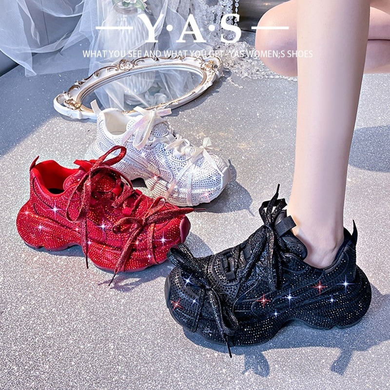 星空 ラインストーン 厚底 ストリートスタイルダッドシューズ レディース 24新作 トレンドスタイル カジュアルシューズ