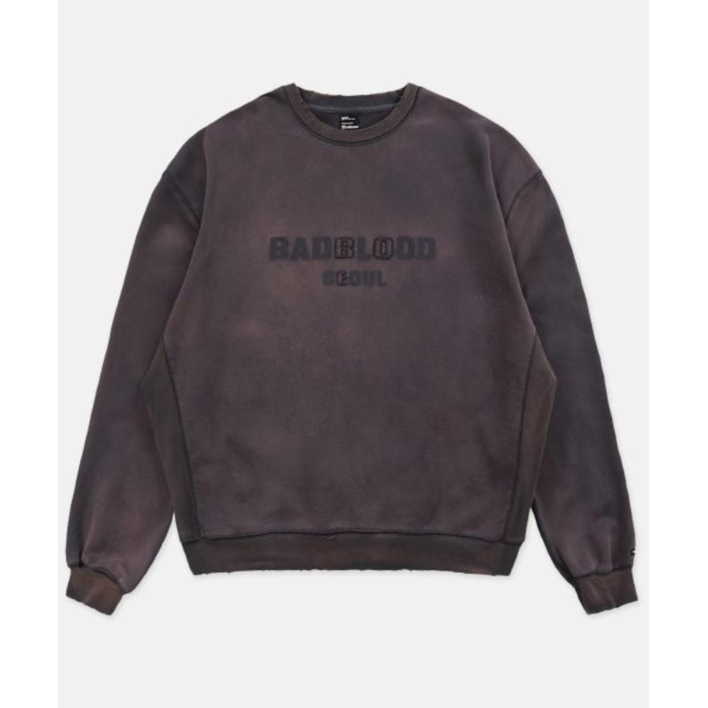 BADBLOOD Sun Faded Sweatshirt Charcoal Brown w-sweatshir