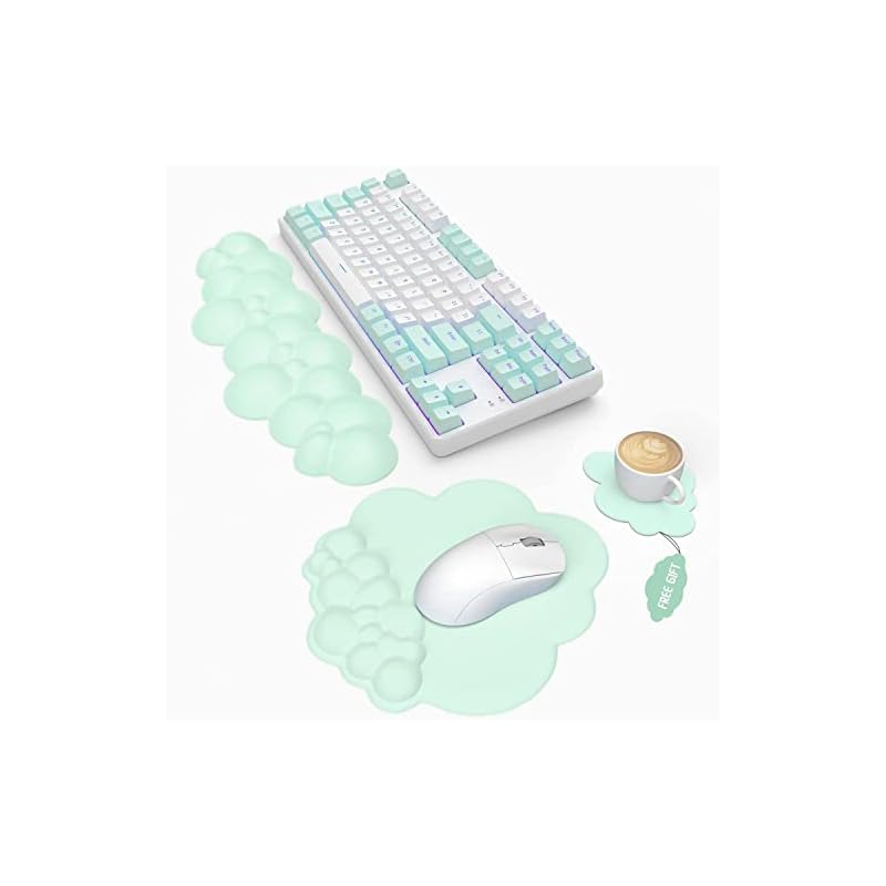 MAMBASNAKE リストレスト キーボード用リストレスト 一体型 マウスパッド 3点セット ハンドレスト 低反発 手首クッション 曇 かわいい 人間工学 アームレスト 疲労軽減 ストレス解放 マッ