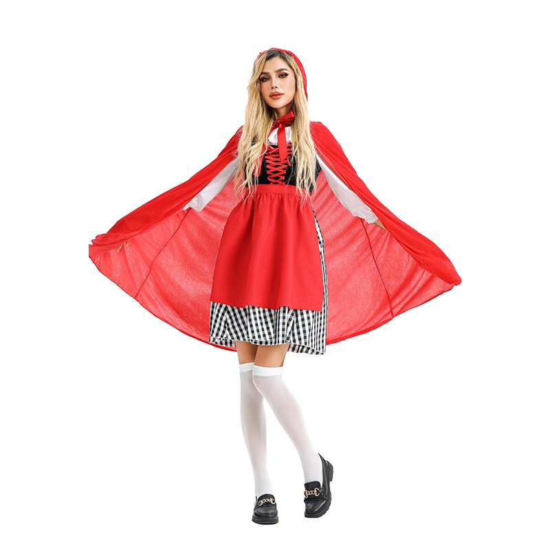 ハロウィンコスチューム 大人用 赤ずきん ステージパフォーマンス衣装 農場 田園風 メイド服 マント ドレス