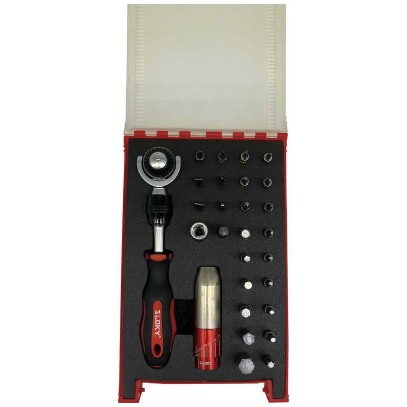 SLOKY　28点組 可変トルクアダプタ・ラチェットビットセット　S124TK-00114-00