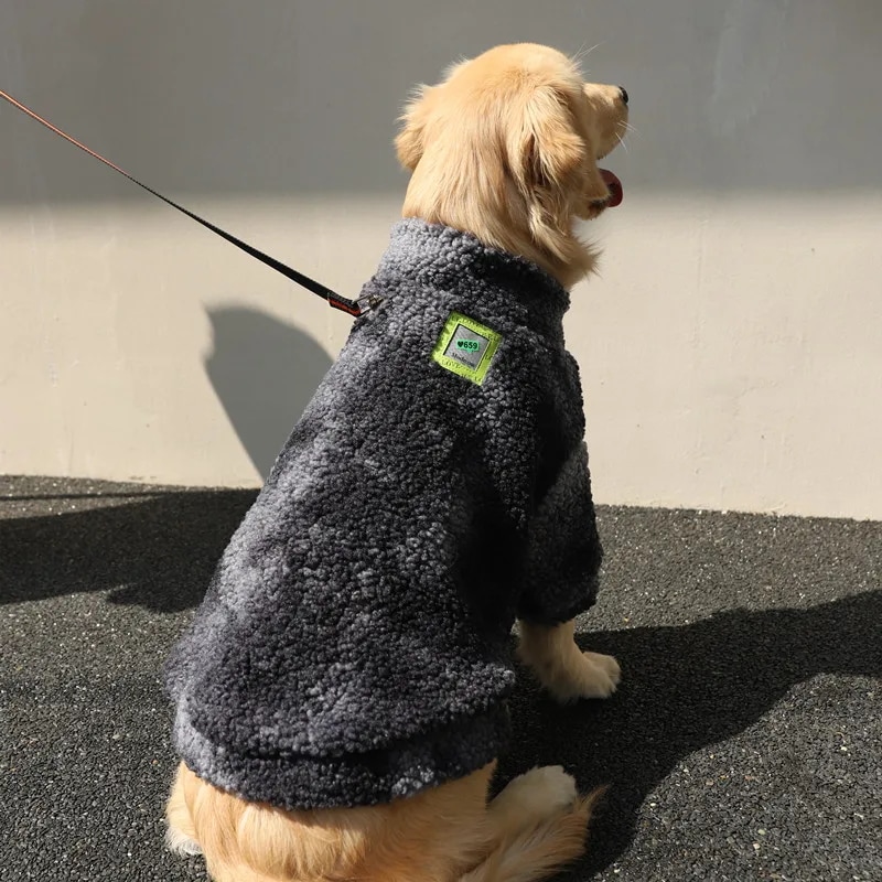 Hopet-大型犬用の厚手のウールジャケット 3xl-7xl 冬用の大きな犬の服 ミディ/大の防風ジャケット ペットのアクセサリー Black without hat 3XL