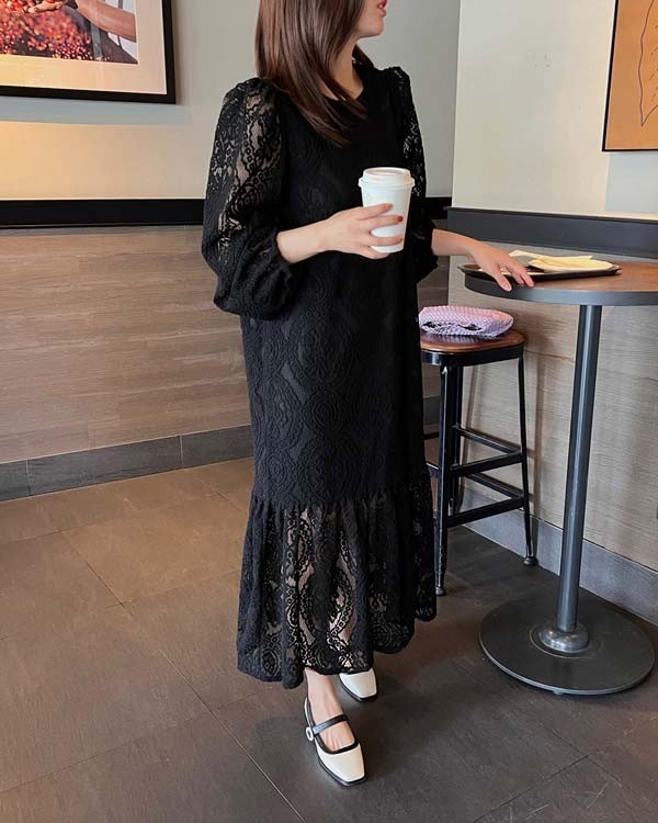 スカートロングスカートお呼ばれ 二次会 総レース パーティードレス レディース 秋 ドレス 発表会 入園式 フレア ミモレ丈 春 長袖 結婚式 フォーマル 入学式 ブラック 同窓会 ワンピース 披露宴