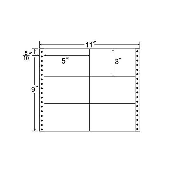 東洋印刷ナナフォーム 連続ラベル Mタイプ 11x9インチ 6面 127x76mm 荷札サイズ M11A 1箱（500折）