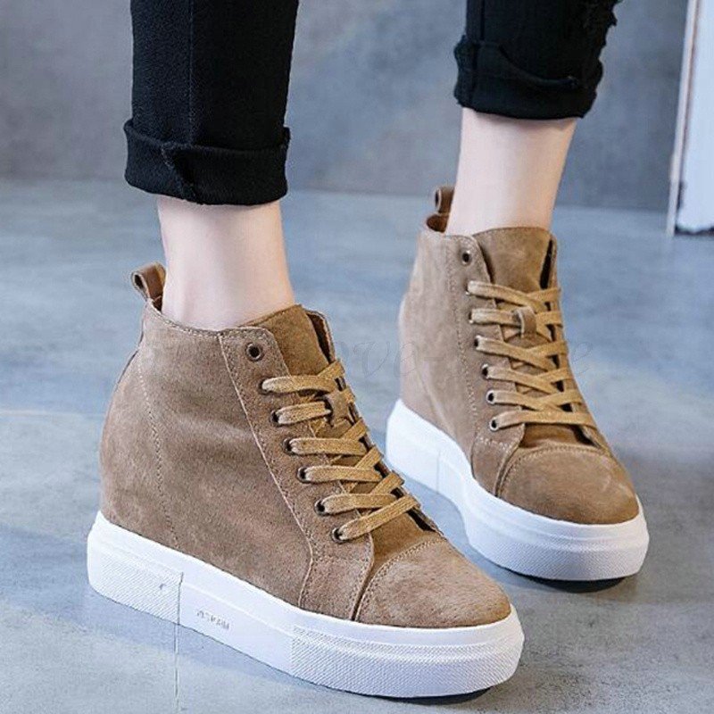 インヒールスニーカー レディース 本革 ヒールスニーカー 人気を誇る ウ ハイカットスニーカー インヒール 厚底