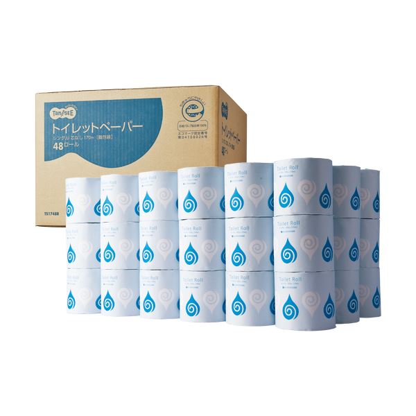 TANOSEE トイレットペーパー個包装 シングル 芯なし 170m 1セット（144ロール：48ロール3ケース）