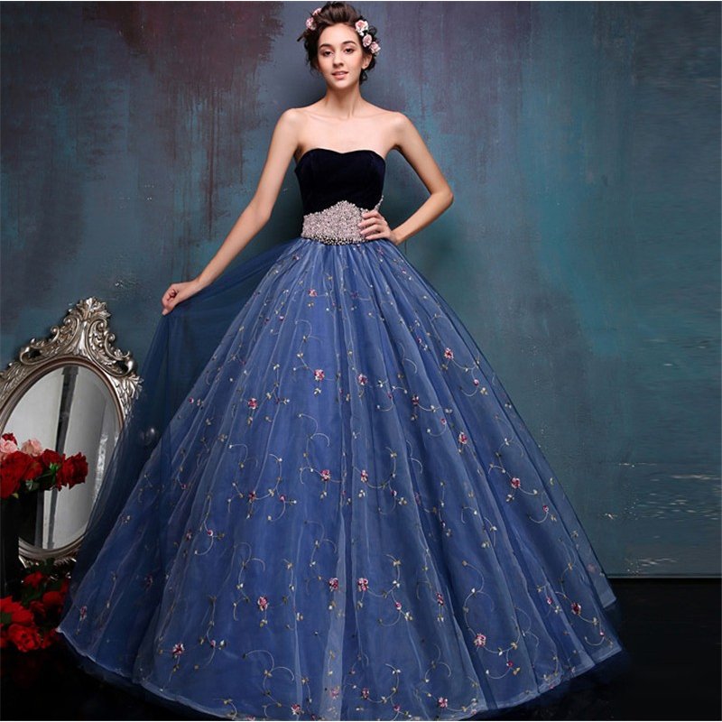 カラードレス ウェディングドレス 二次会 ロング 二次会ドレス パーティードレス ロングドレス 花嫁ドレス カラードレス 結婚式 紺色 16,948円