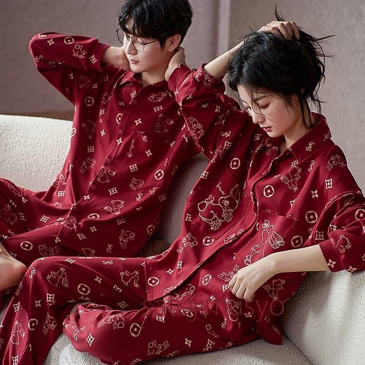 新作即納カップル ペア パジャマ 秋 前開き ルームウェア ペア セット 結婚祝い プレゼント 韓国風 ペアパジャマ 綿 うさぎ柄 可愛い お揃い 部屋着 恋人 夫婦 記念日 ギカップル ペア