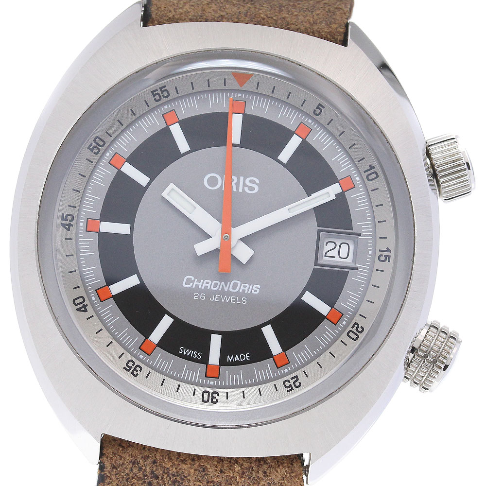 オリス ORIS 01 733 7737 4053 クロノリス デイト 自動巻き メンズ 美品 保証書付き_846692【中古】