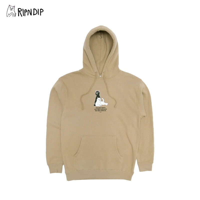 リップンディップ Keep The Cats In HoodieSandstone スウェット フード プルオーバー パーカー 男性用 メンズ [AA]
