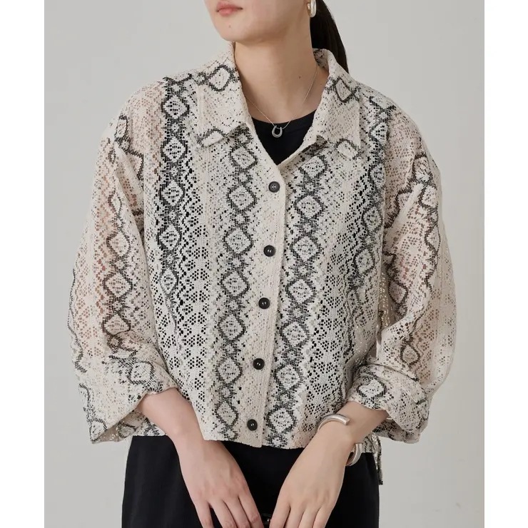 【Loungedress】ﾚｰｽ開襟SH