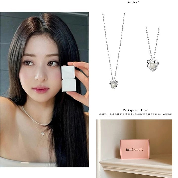 [LE SSERAFIMホユンジン着用]Pearl In Love Necklace シルバー