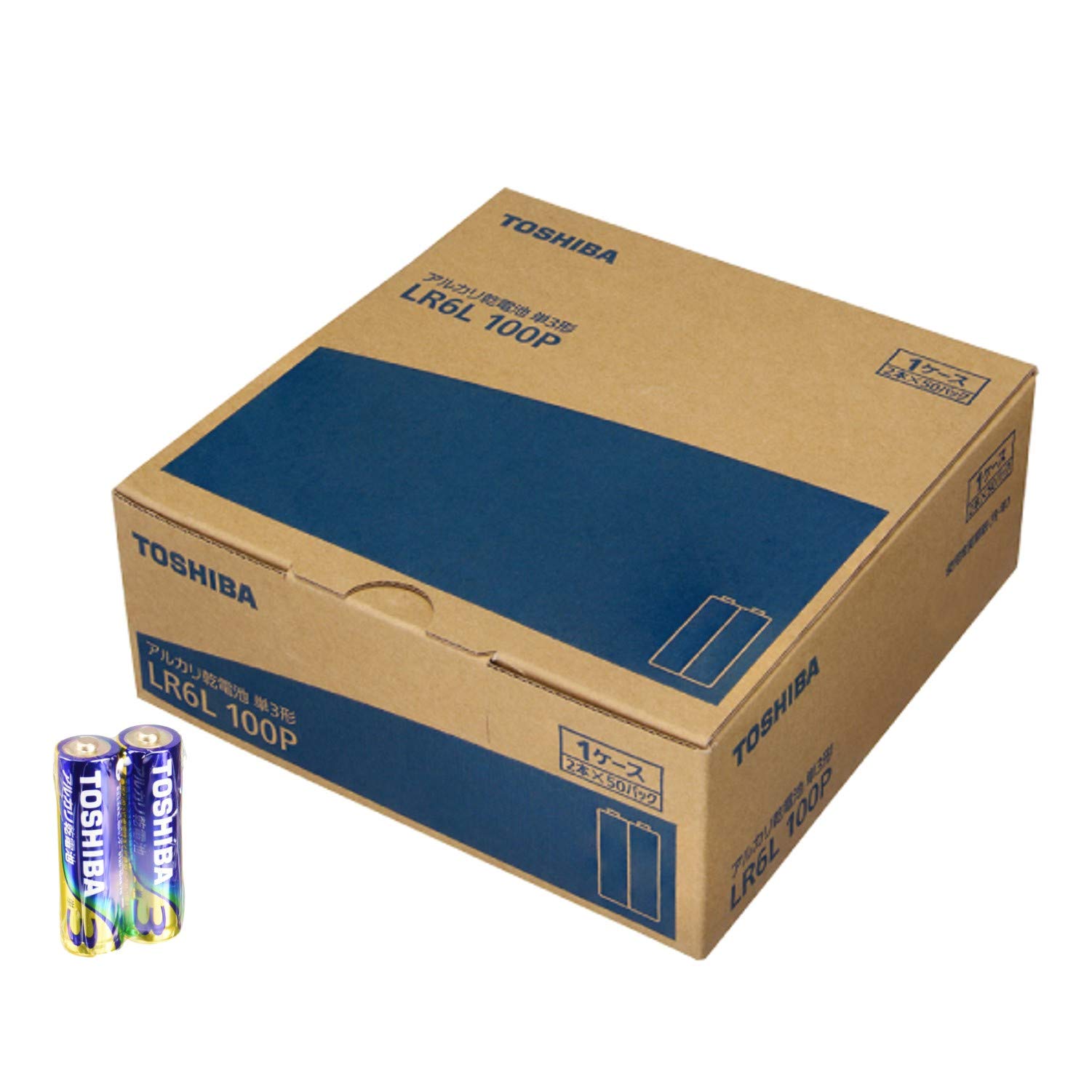 東芝(TOSHIBA)アルカリ乾電池 単3形 100本入 1.5V 使用推奨期限 5年 LR6L 100P
