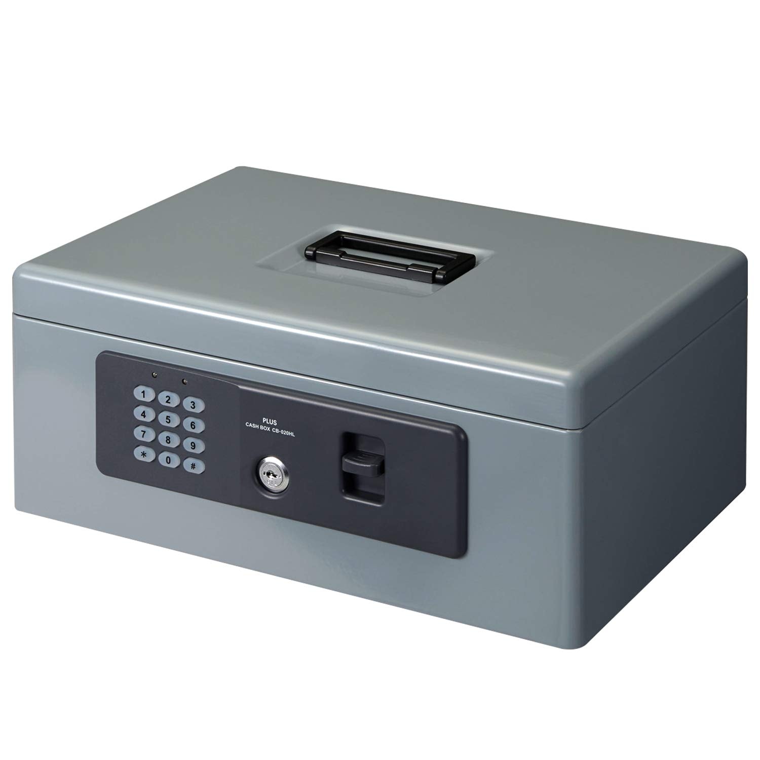 プラス 金庫 電子ロック 手提金庫 A4 グレー CB-020HL 13-101