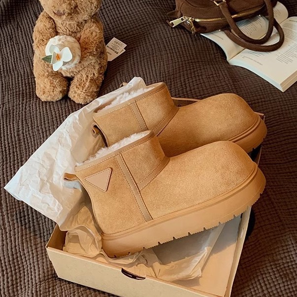 韓国デザイン秋冬新作可愛い大丸頭裏起毛 スノーブーツ