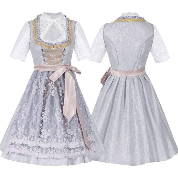 【TikTok人気新品】ロリータワンピース 3点セット レディース ハロウィン コスプレ衣装 ジャカード花柄 レースエプロン ドイツ ヒール祭り メイド服 ウェイター メイド服 女性 農場 田舎 ワン