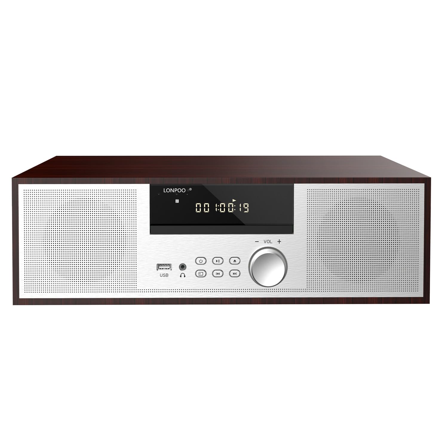 CDプレーヤー 40W コンパクトコンポーネントシステム CDステレオミニコンポ FMラジオ Bluetooth対応スピーカー USB/AUX入力 ヘッドフォンジャック 日本語リモコン