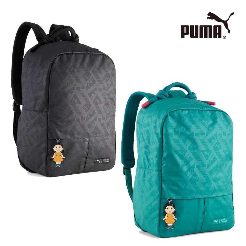SQUID GAME BACKPACK 27L 軽量 多収納 A4対応 PC対応収納 内外ポケット エアメッシュ背面 クッションショルダー 長さ調整 ロゴパッチ チャーム付き 通学 男女兼用 デイリー