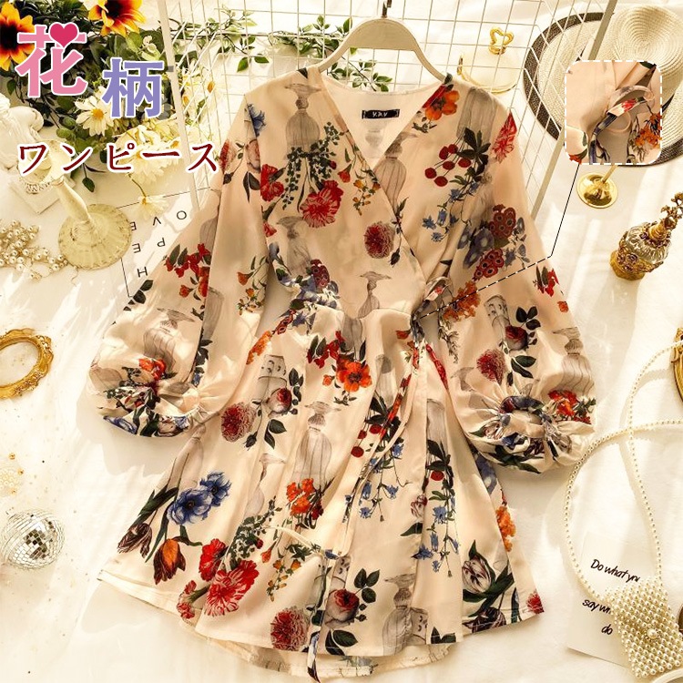 花柄ワンピースパフスリー 韓国 122 秋服 ブワンピース74 7peaksdesigns Com