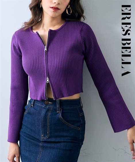 カーディガン ダブルジップニットショートカーディガン ERES BELLA